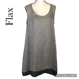 Flax tunic dress grey black sleeveless S